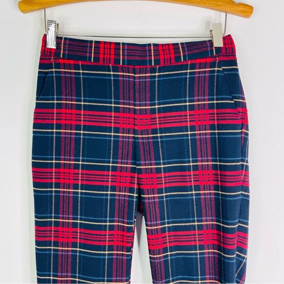 Banana Republic blue red plaid preppy flannel cropped ankle  Hayden pants 0 - Picture 2 of 6